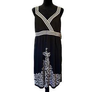 INC International Concepts NWT Beaded Black/White Eastern Sun Print Dress